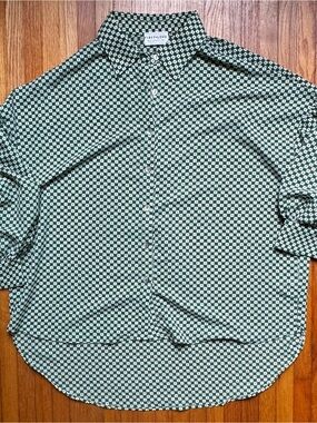 First Love Oversized Green Patterned Button-Up Shirt